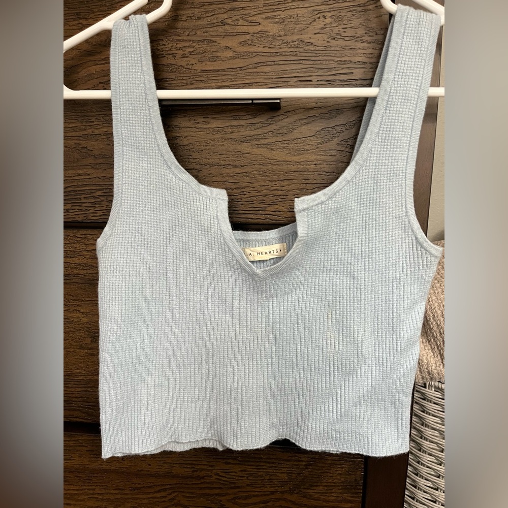 LA Hearts baby blue waffle knit tank top
